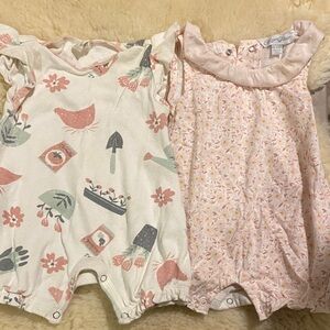 Baby Floral & Garden Print cotton Rompers - Pink & Cream